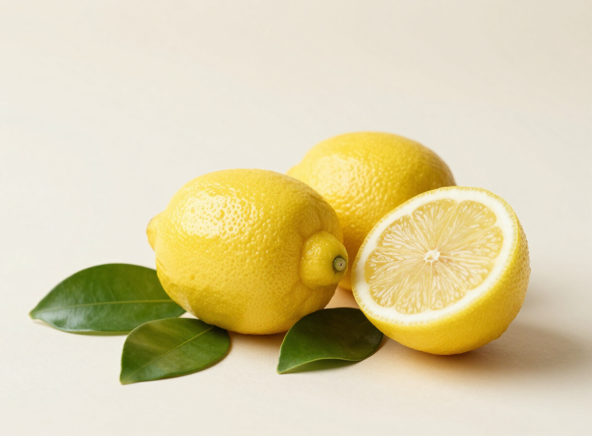 Organic lemon extract botanical ingredient illustration; not a photograph of the finished extract